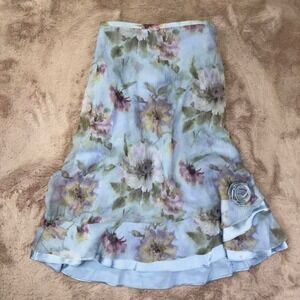 Romantic Floral flowy midi skirt with a soft watercolor floral print